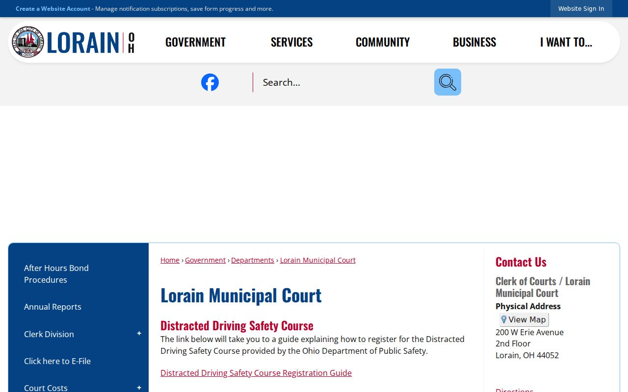 Lorain residents directory Municipal Court resource