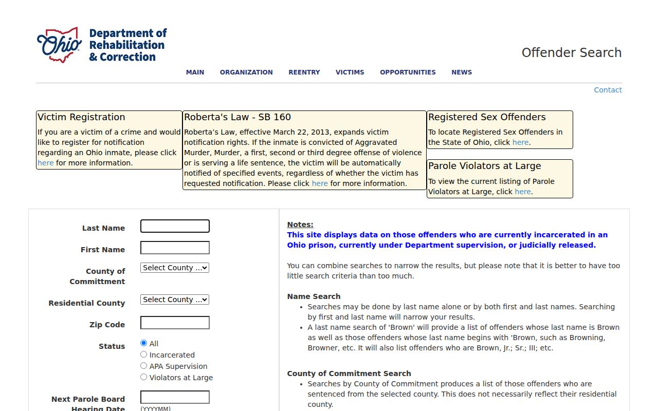 Lorain residents directory Ohio offender search resource