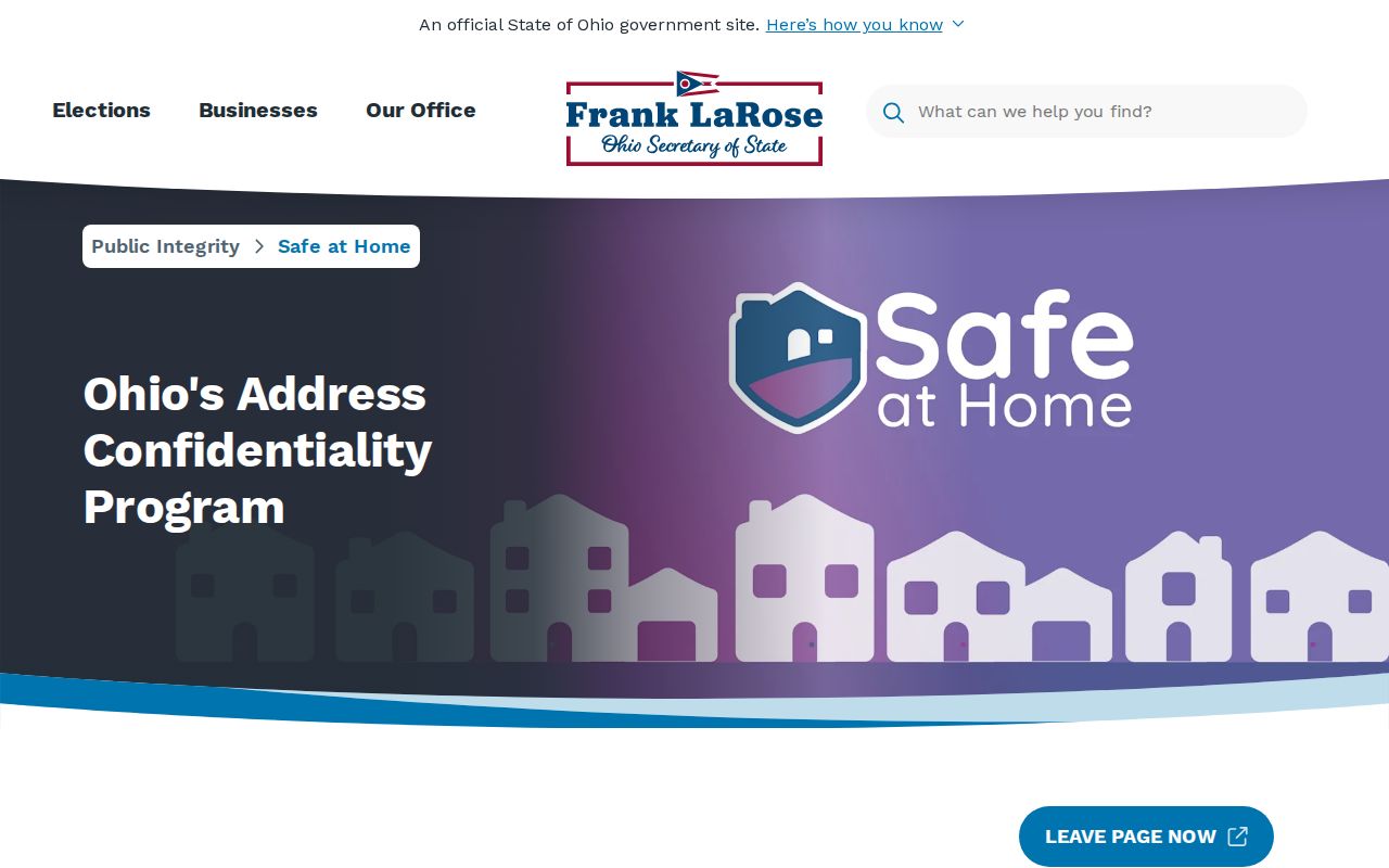 Lorain neighbors Ohio Safe at Home privacy program page