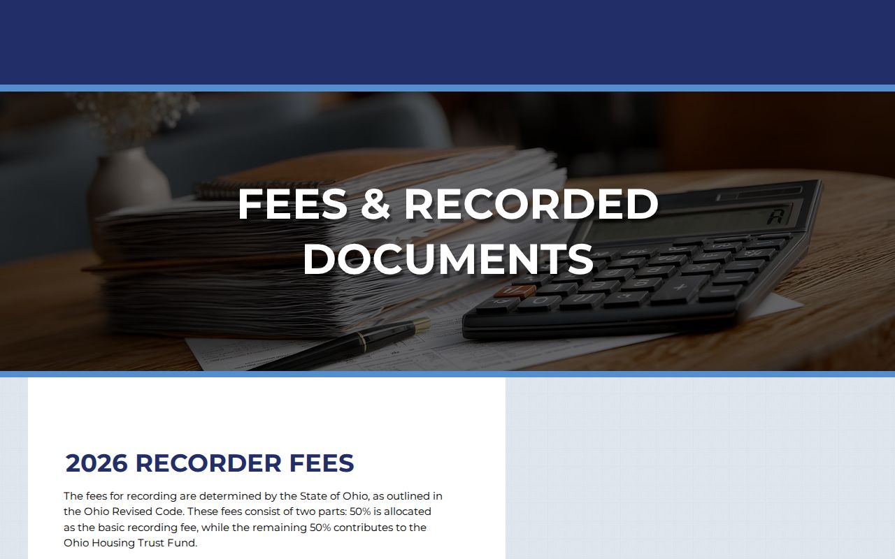 Lorain previous residents Recorder copy and certification fee schedule