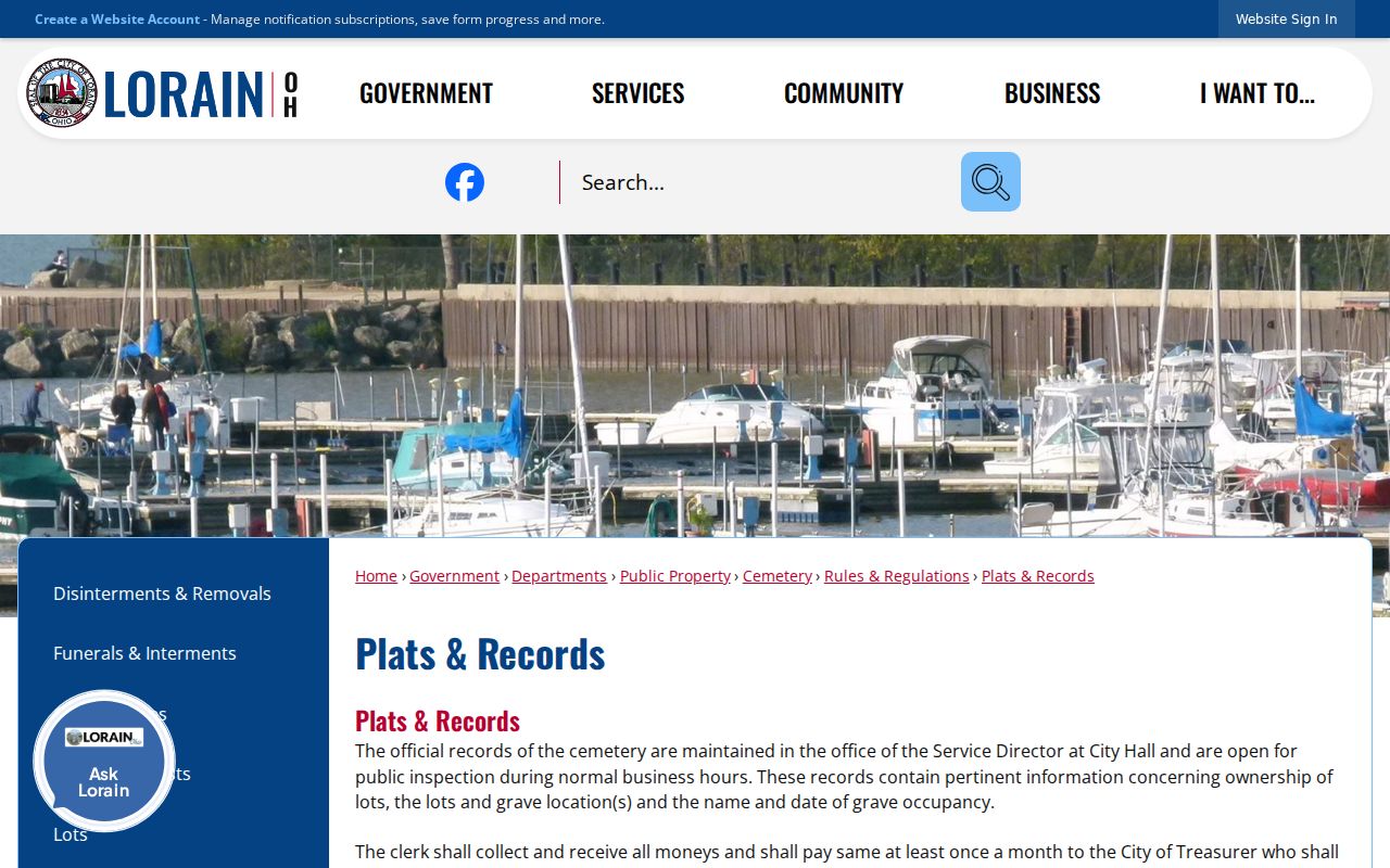 Lorain ZIP code City plats and records page